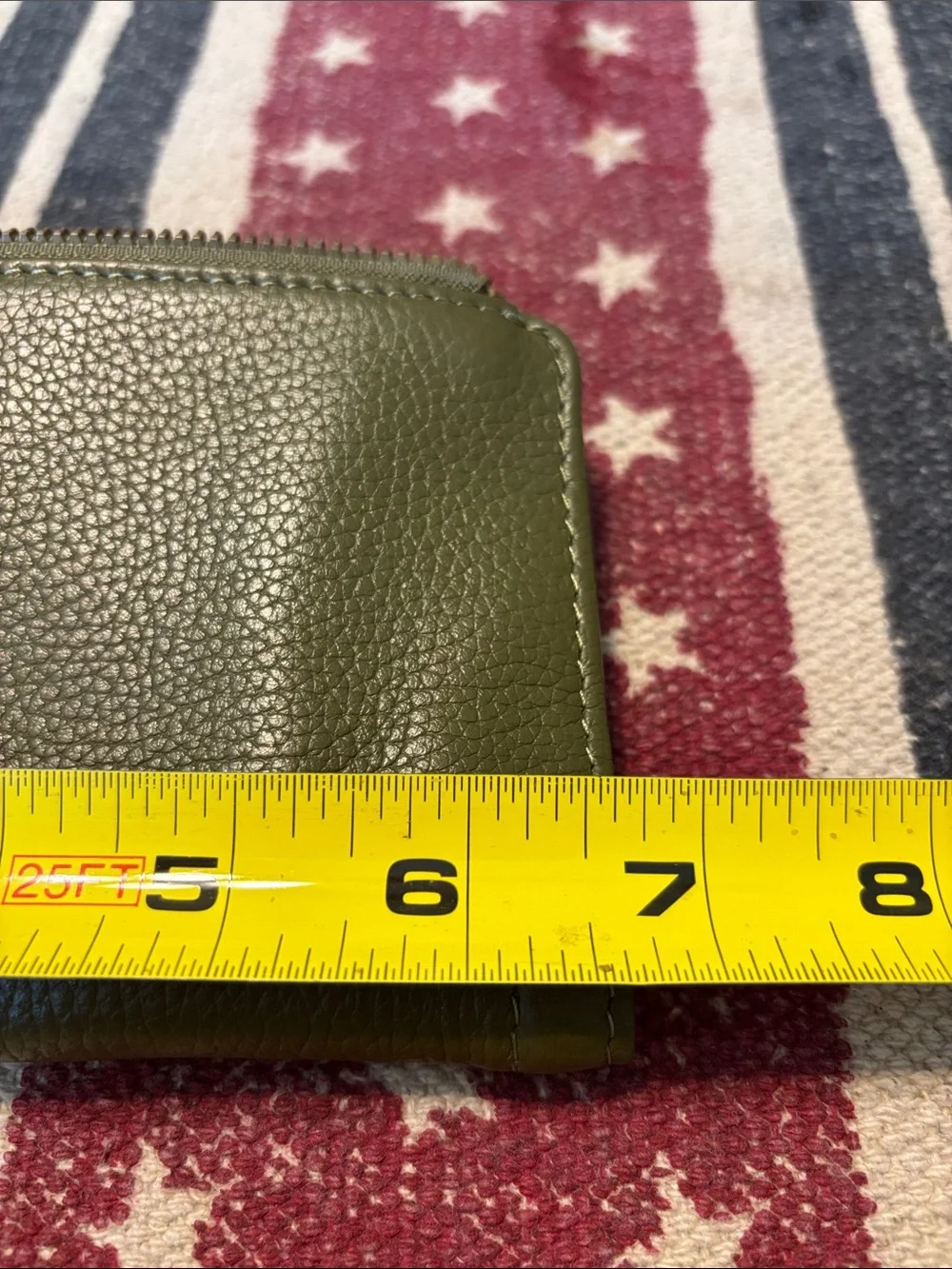American Leather Co. Olive Green Leather Zip Wallet